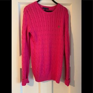 Ralph Lauren pink cable knit sweater